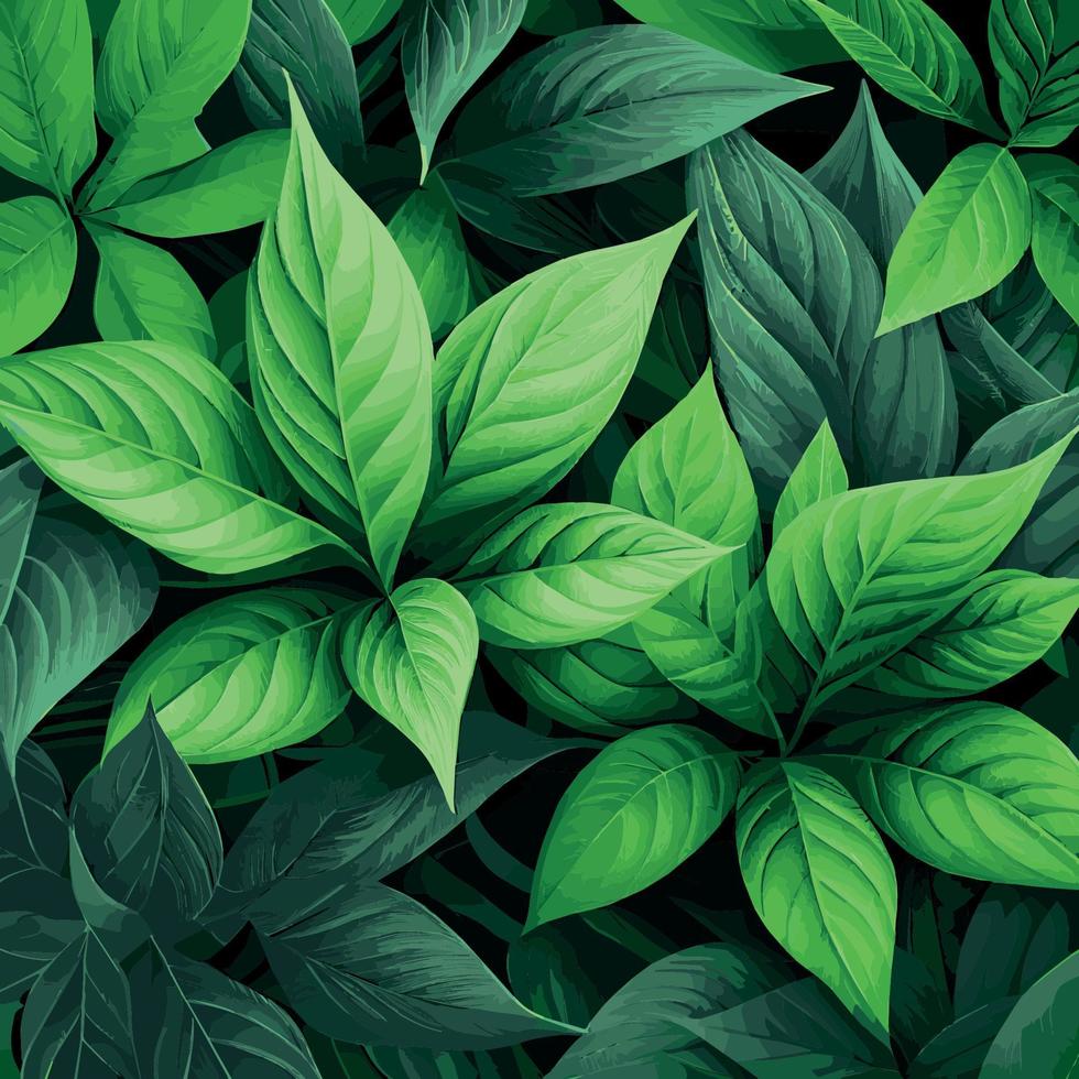 Texture of green leaves, green background pattern - Vector