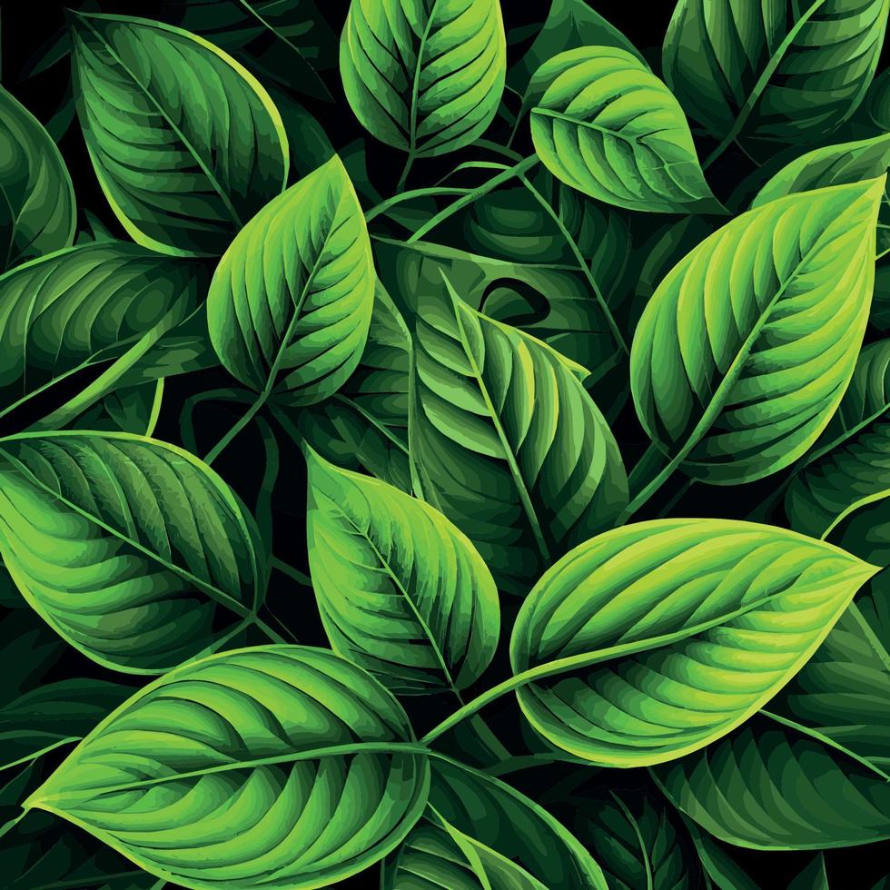 Texture of green leaves, green background pattern - Vector