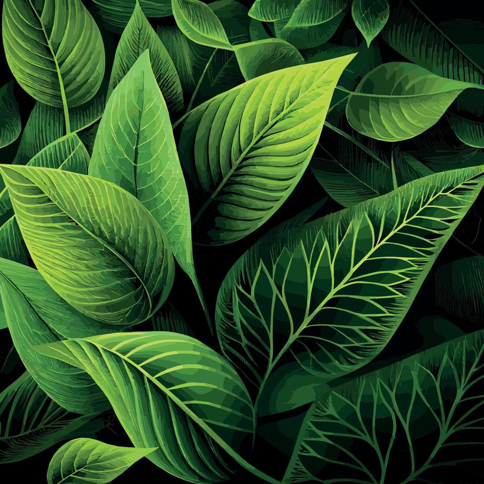 Texture of green leaves, green background pattern - Vector