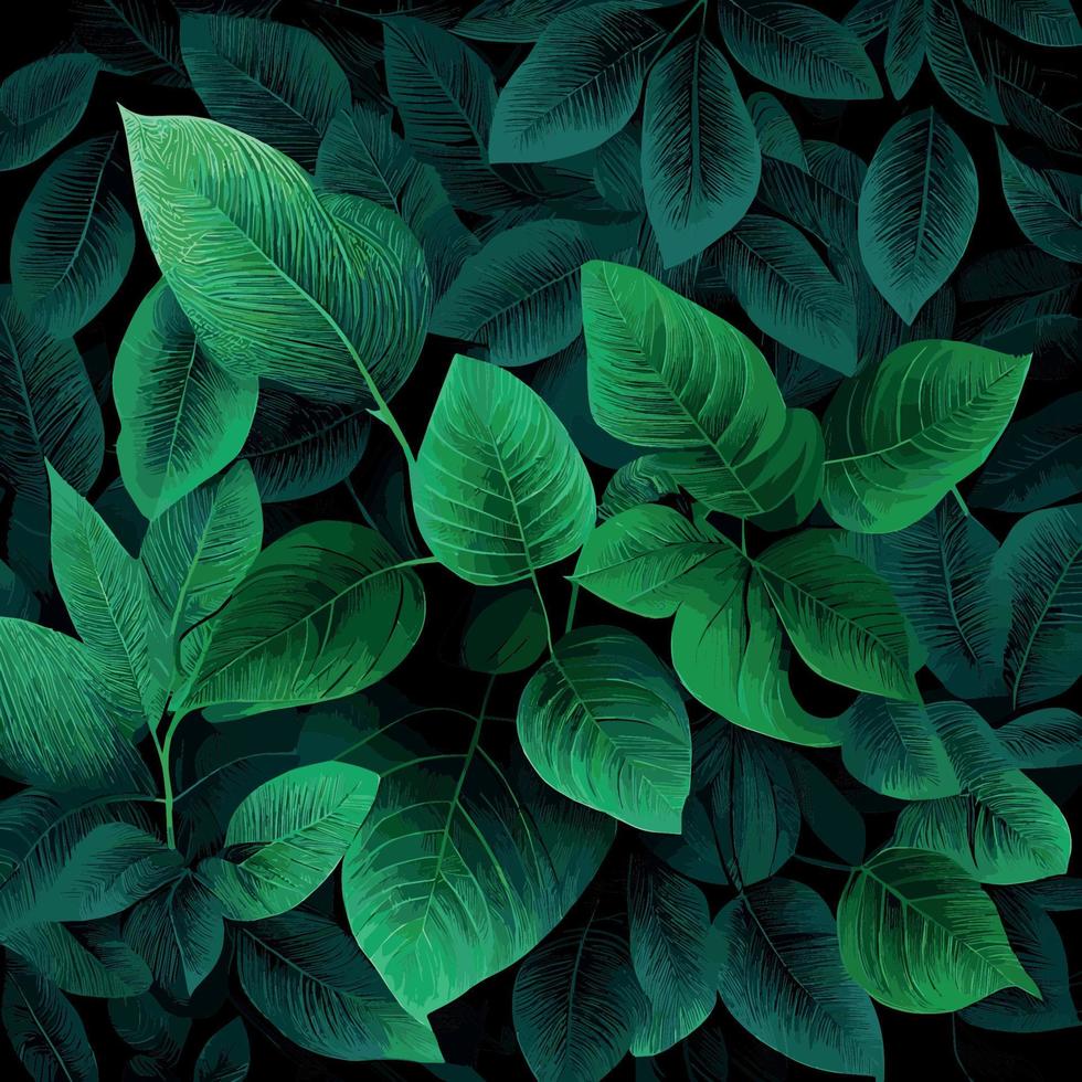 Texture of green leaves, green background pattern - Vector