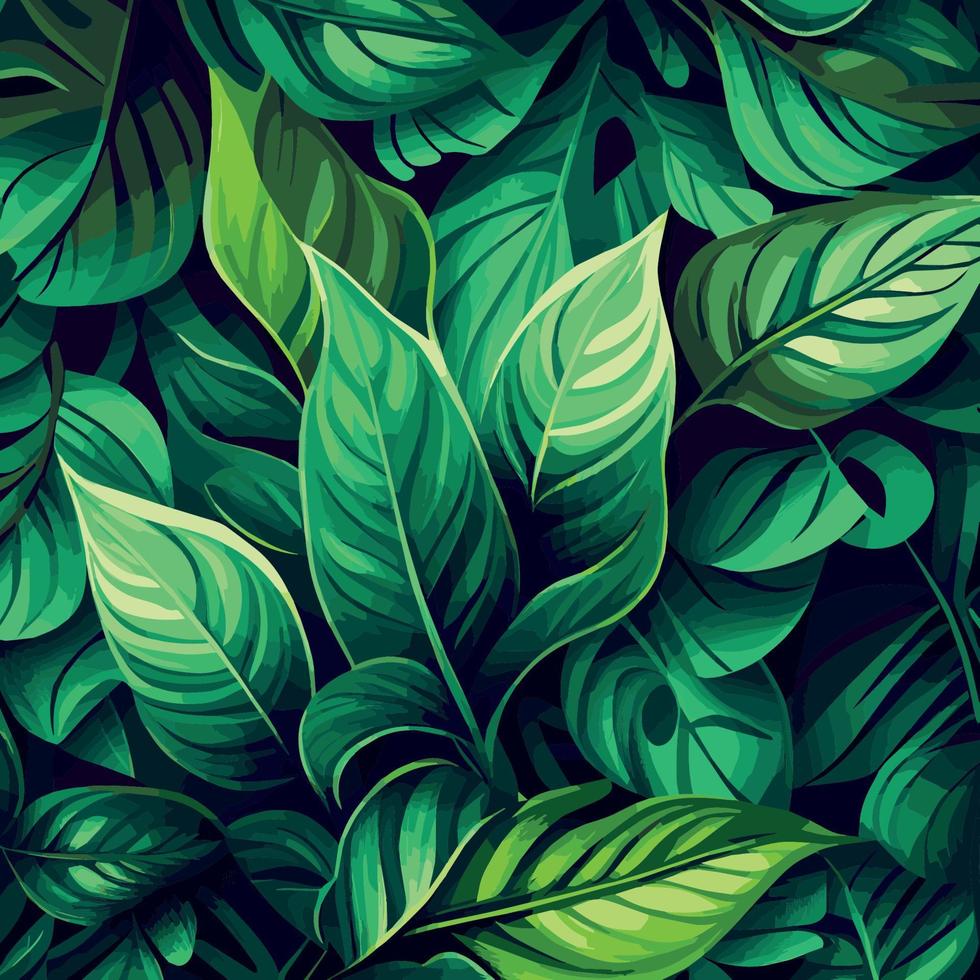 Texture of green leaves, green background pattern - Vector