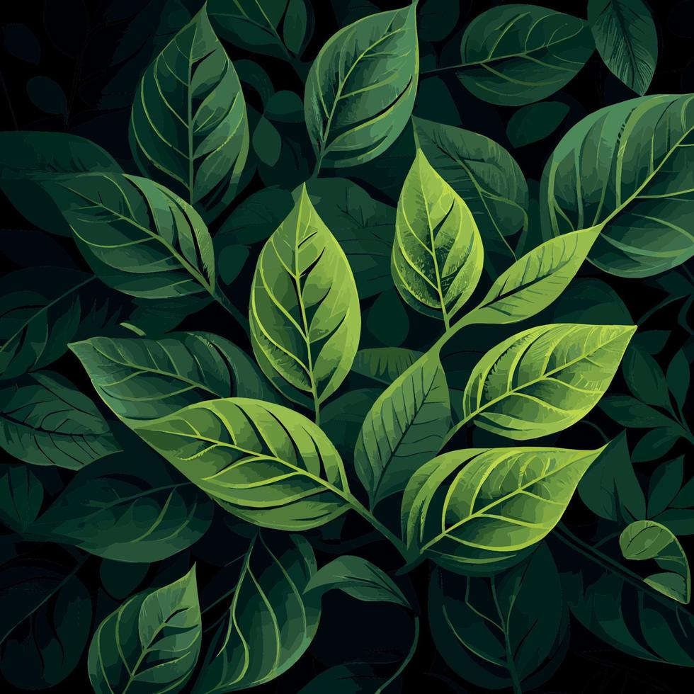 Texture of green leaves, green background pattern - Vector