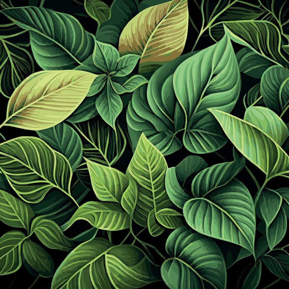 Texture of green leaves, green background pattern - Vector