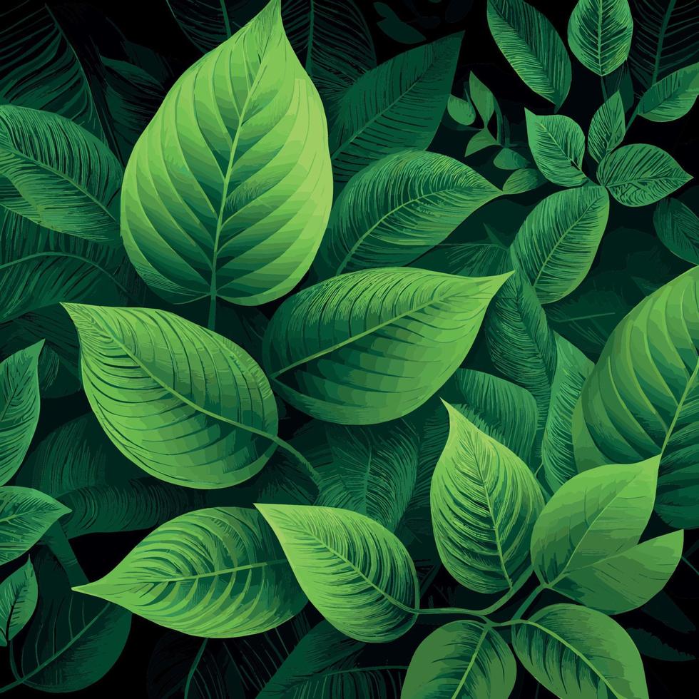 Texture of green leaves, green background pattern - Vector