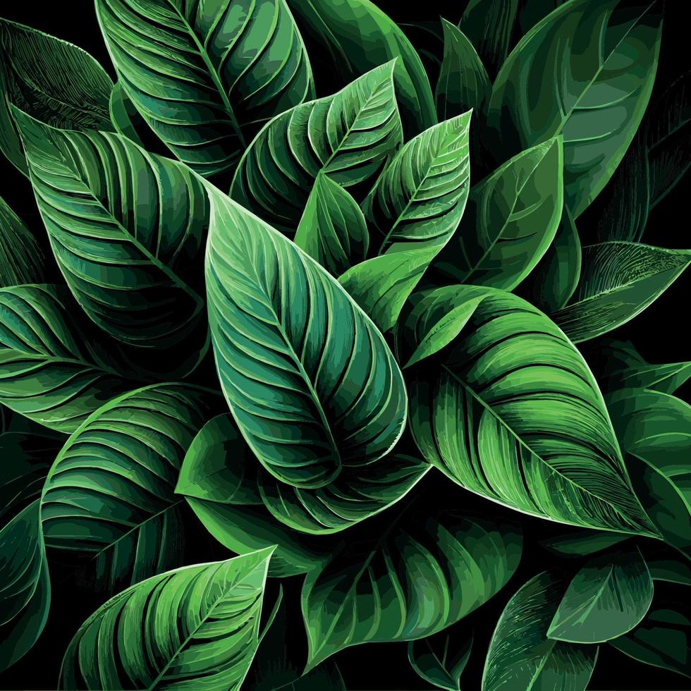 Texture of green leaves, green background pattern - Vector
