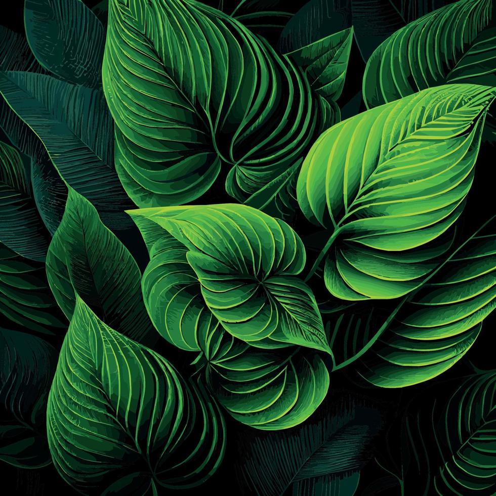 Texture of green leaves, green background pattern - Vector