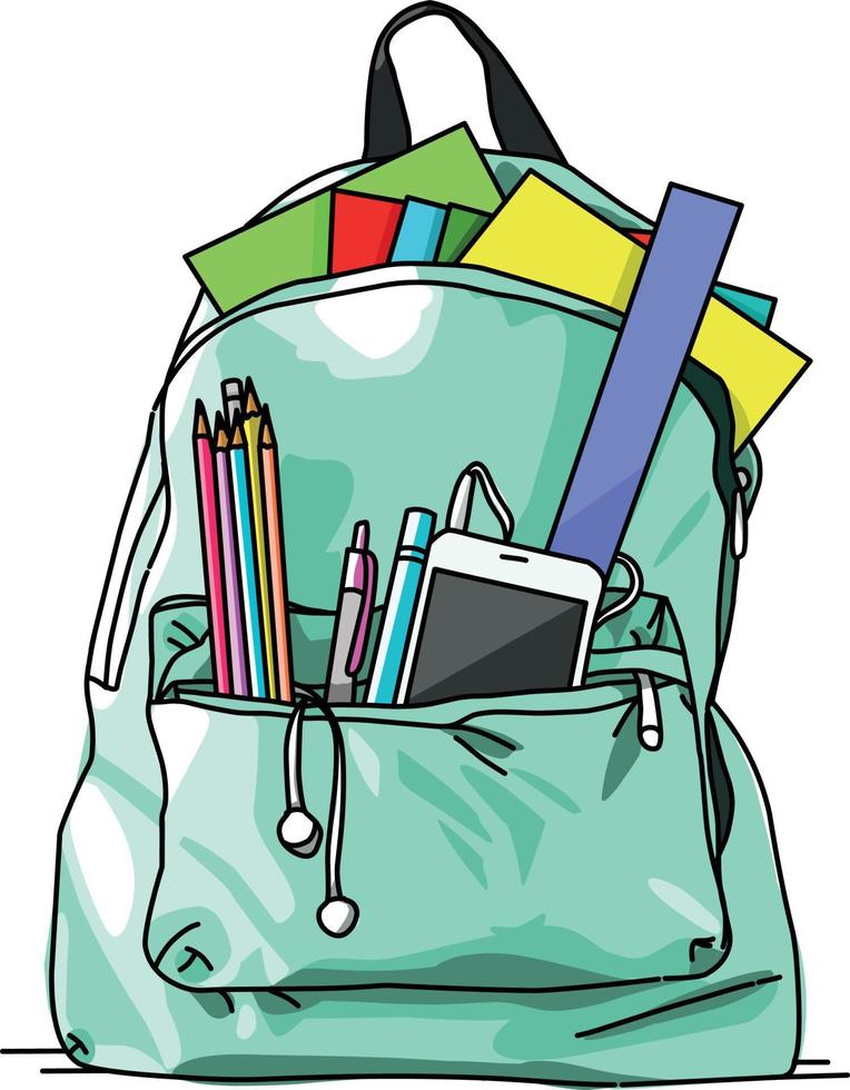 Illustration green school bag cartoon vector design