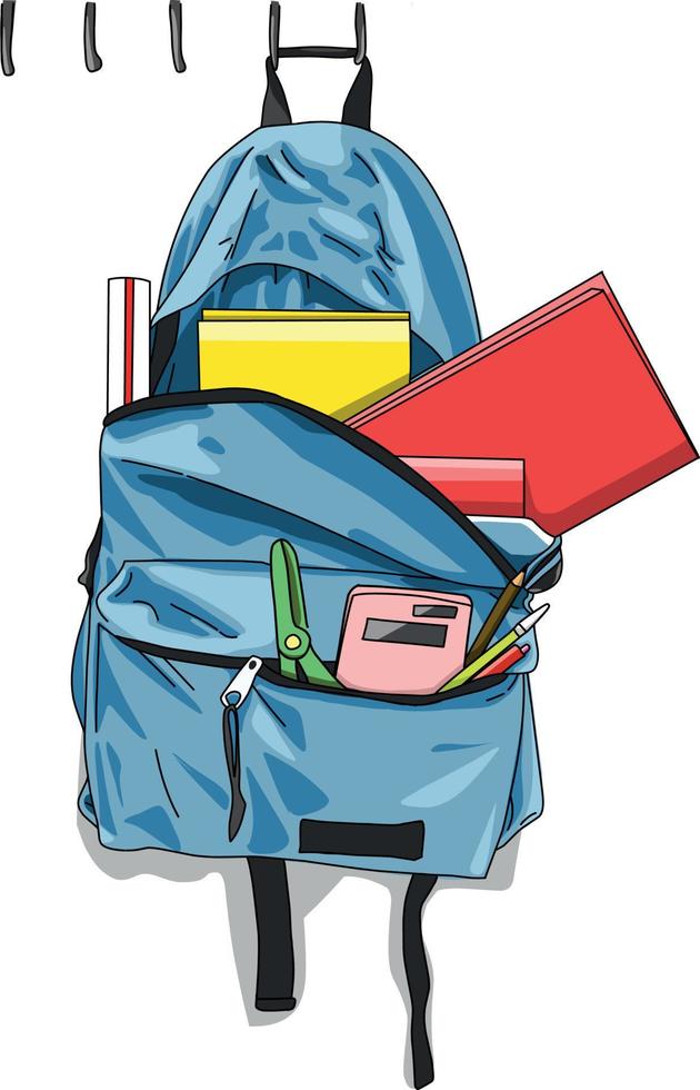 Illustration blue bag for school cartoon vector design