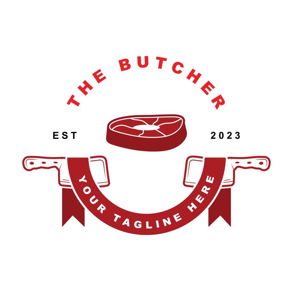 butcher logo vector with slogan template