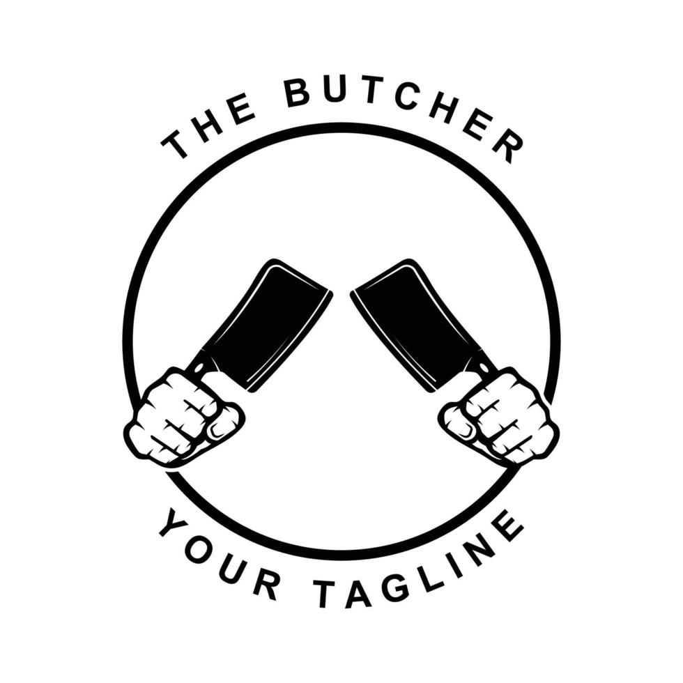 butcher logo vector with slogan template