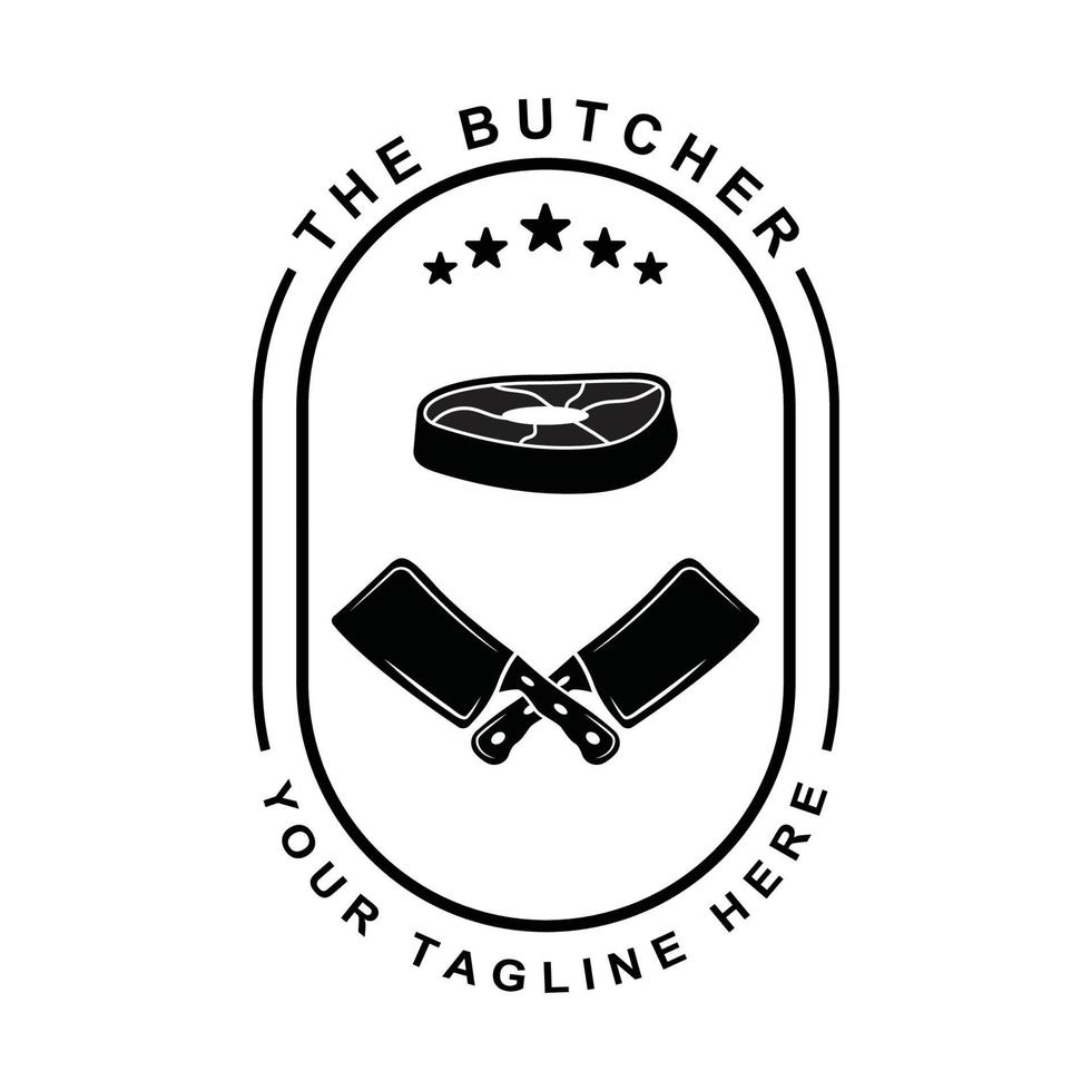 butcher logo vector with slogan template