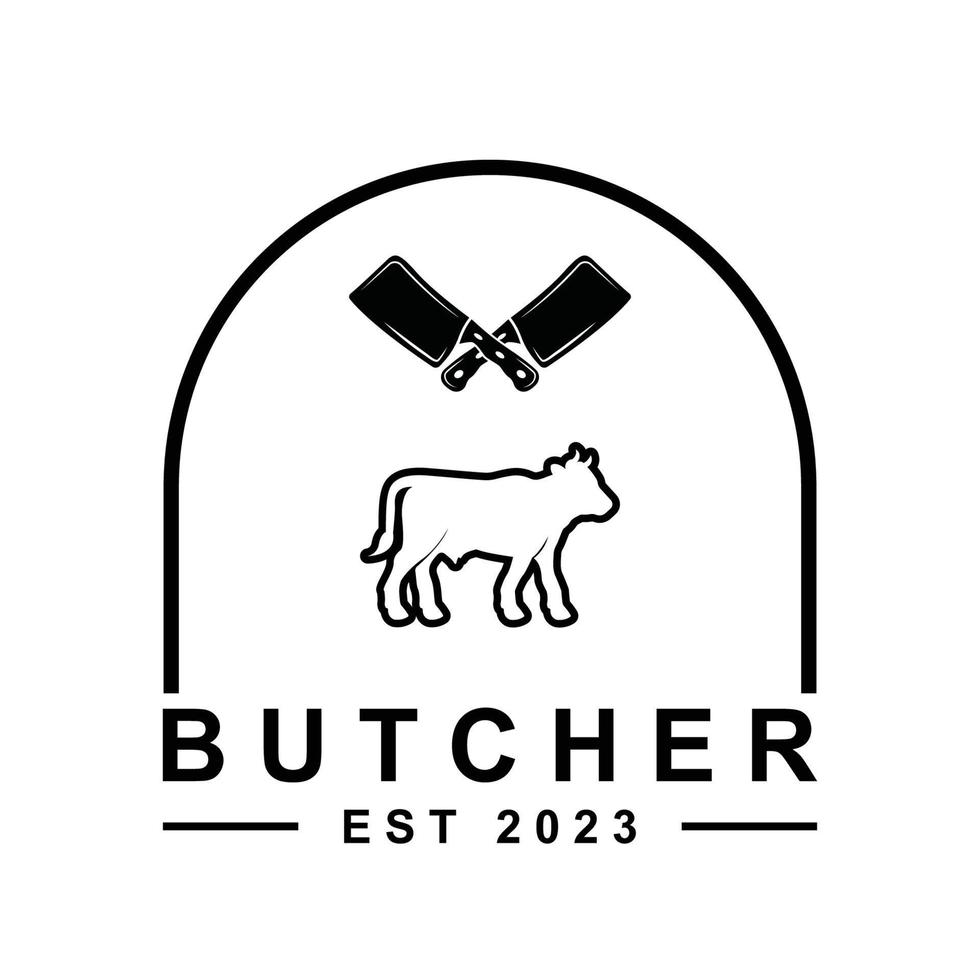 butcher logo vector with slogan template