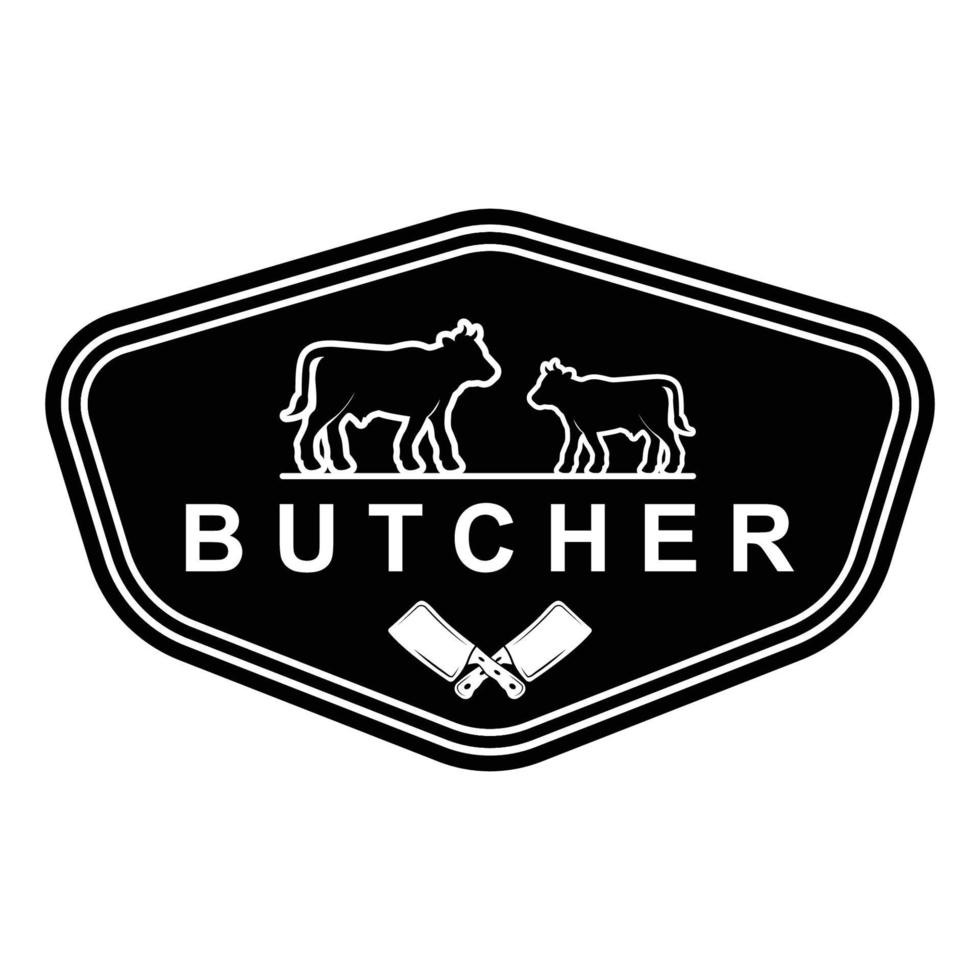 butcher logo vector with slogan template