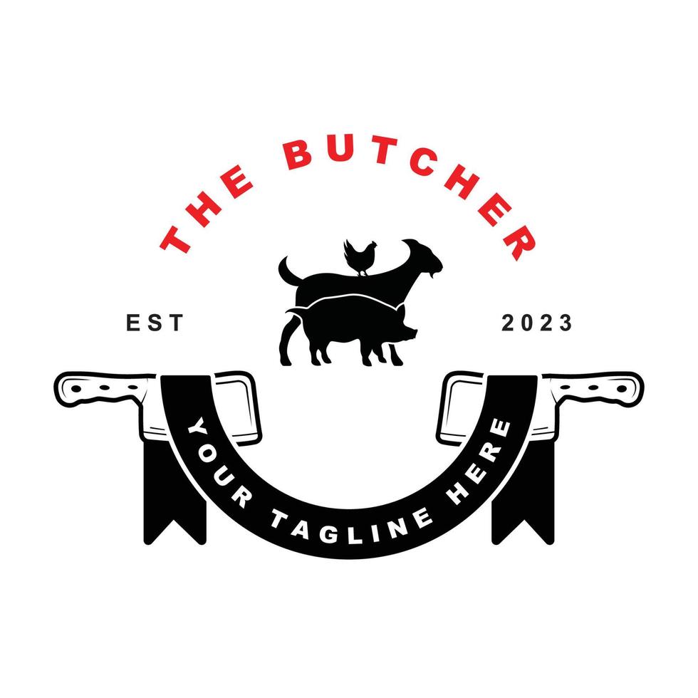 butcher logo vector with slogan template