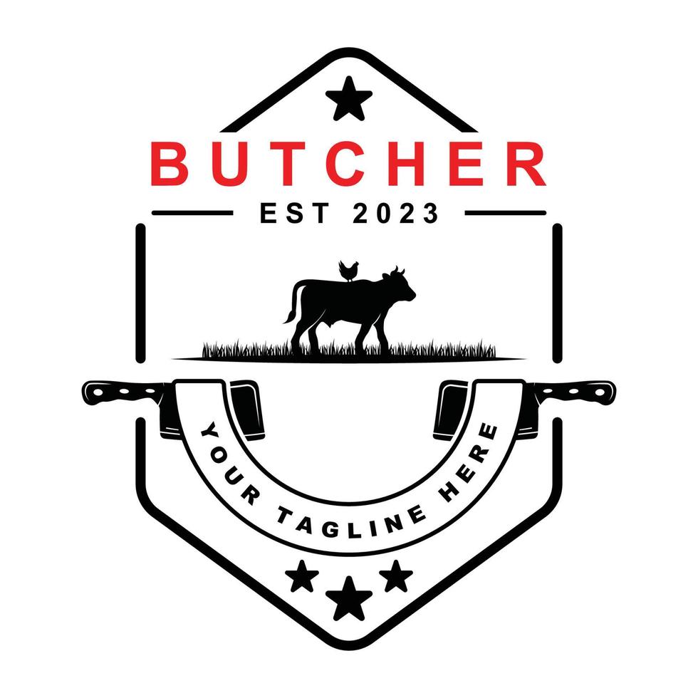 butcher logo vector with slogan template