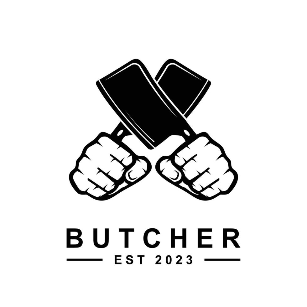 butcher logo vector with slogan template