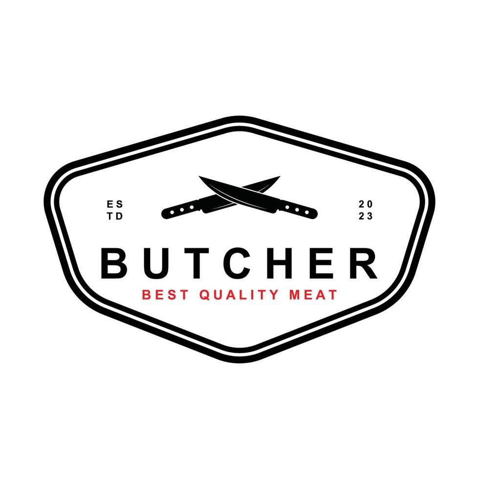 butcher logo vector with slogan template