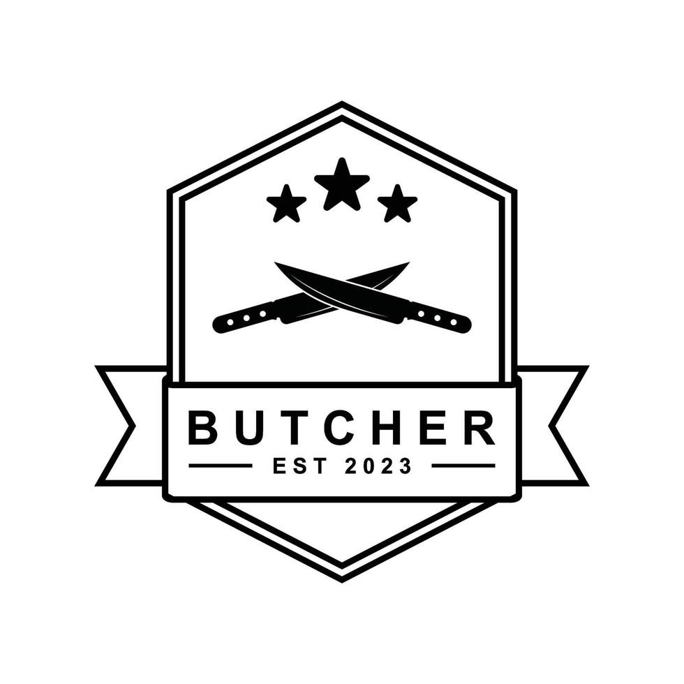 butcher logo vector with slogan template