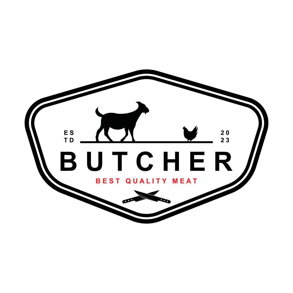 butcher logo vector with slogan template
