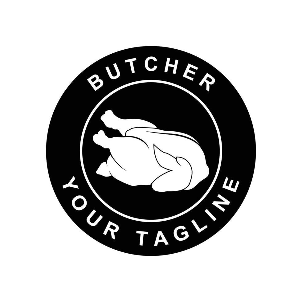 butcher logo vector with slogan template
