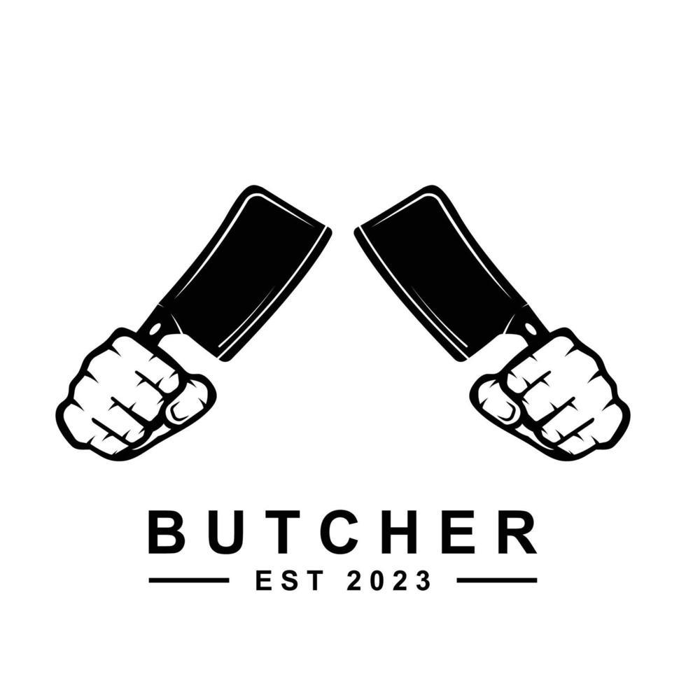 butcher logo vector with slogan template