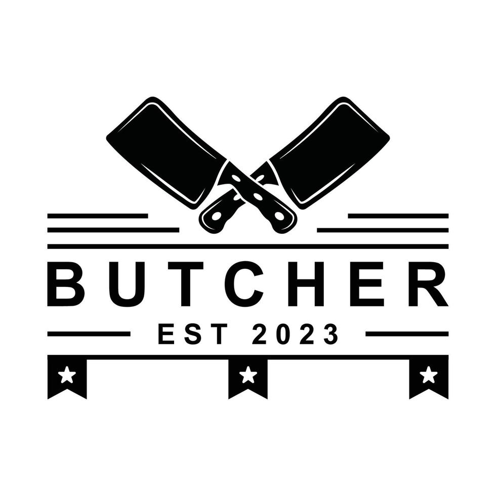 butcher logo vector with slogan template