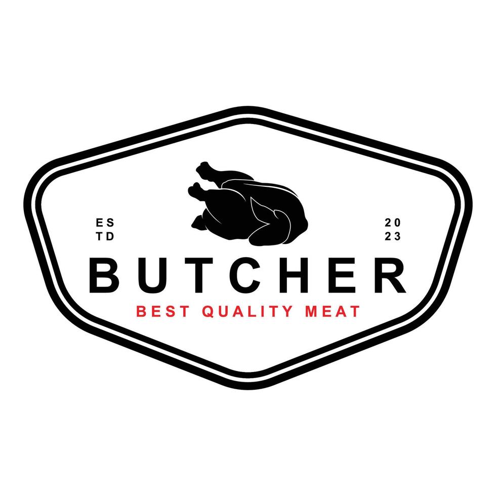 butcher logo vector with slogan template