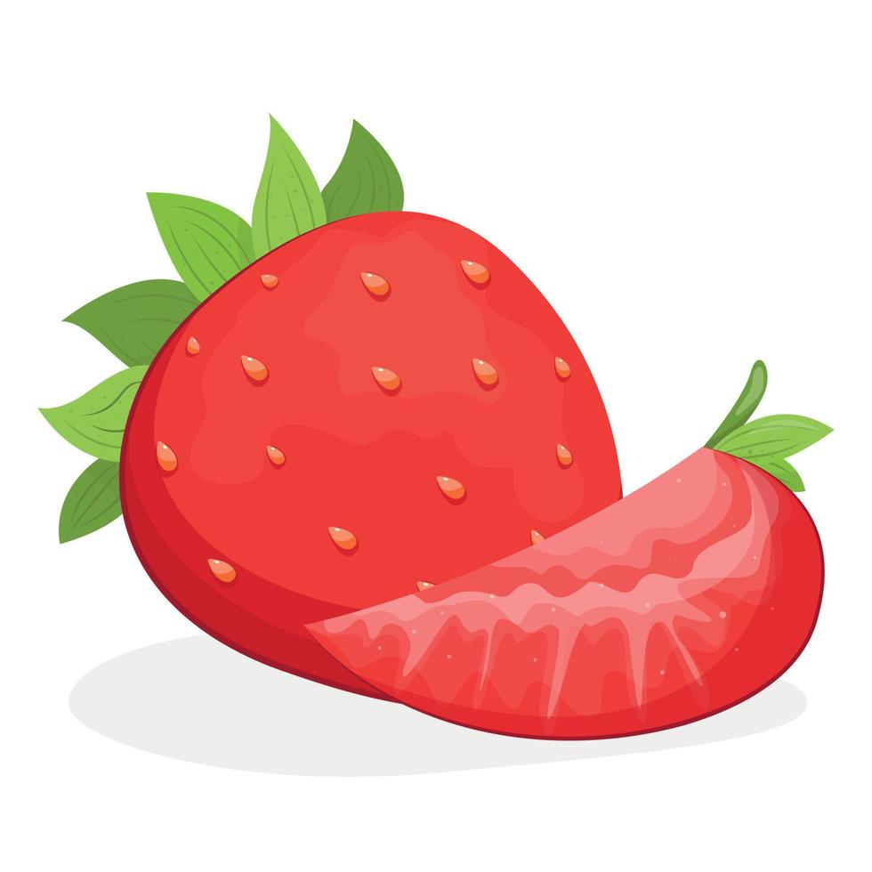 Strawberry with leaves, strawberry isolated on white background, strawberry vector illustration