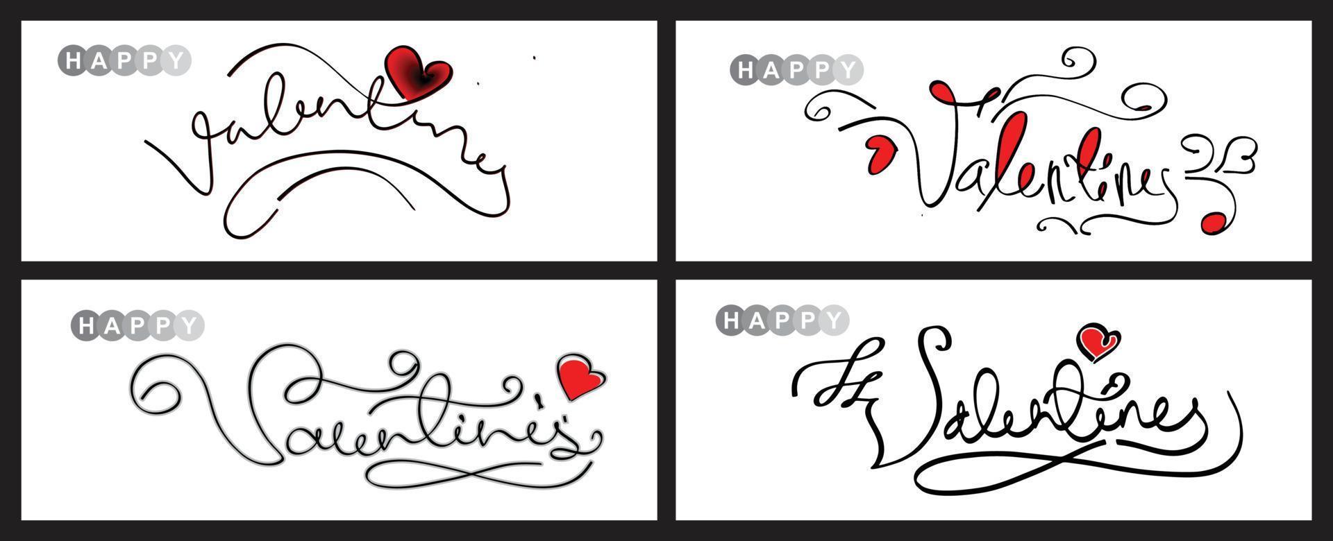 Calligraphy typography valentine. Happy Valentine. vector