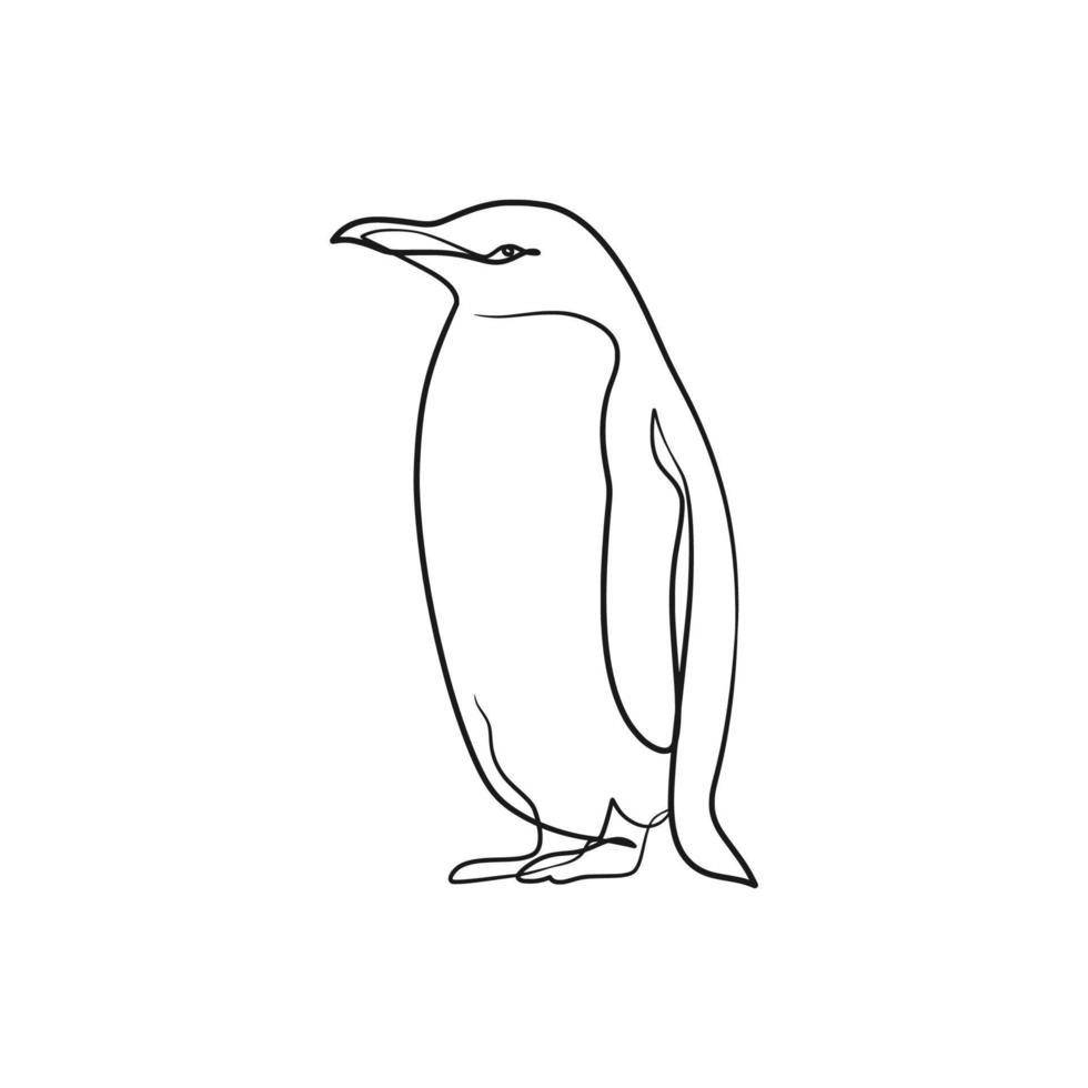 Penguin continuous one line art drawing vector