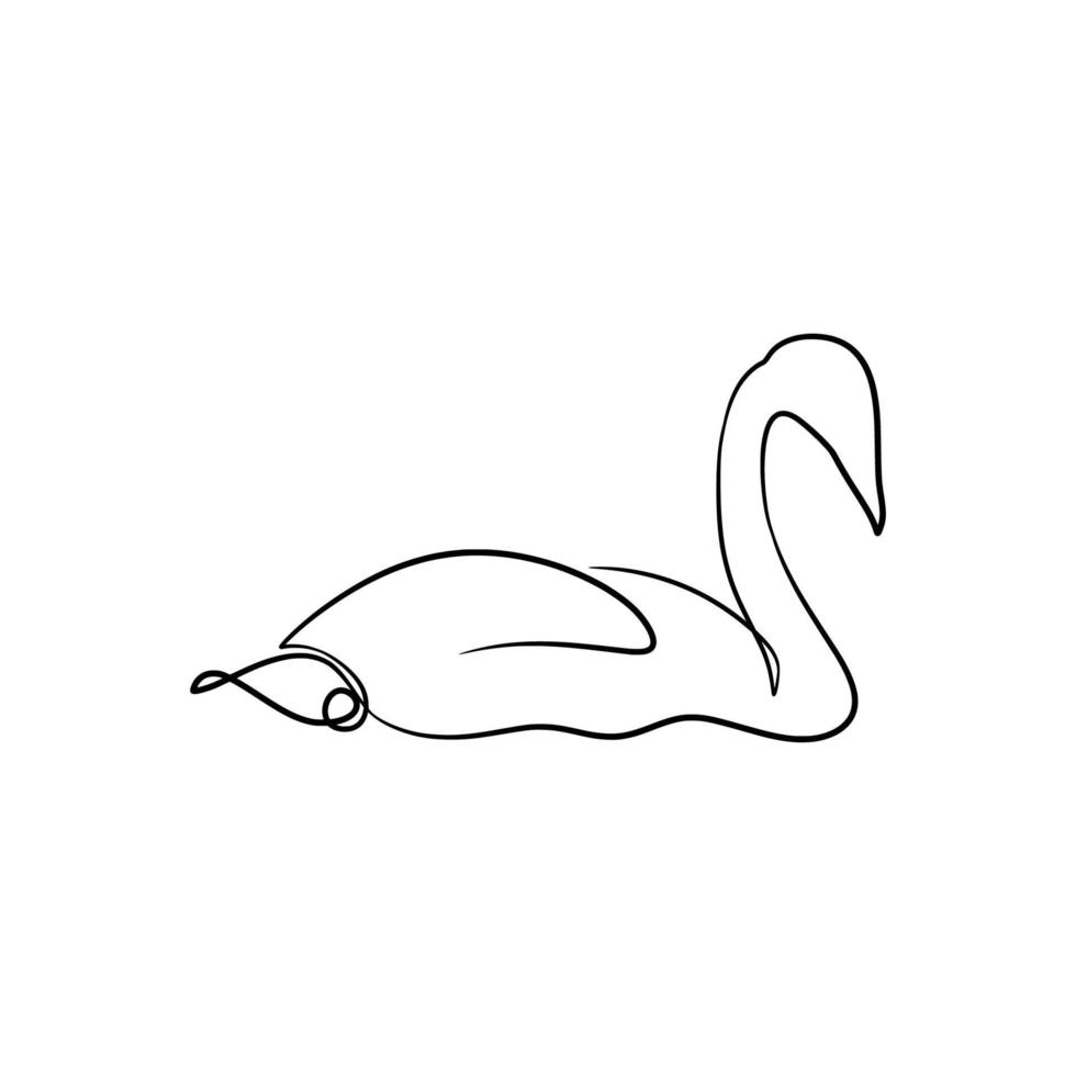 Swan continuous one line art drawing vector
