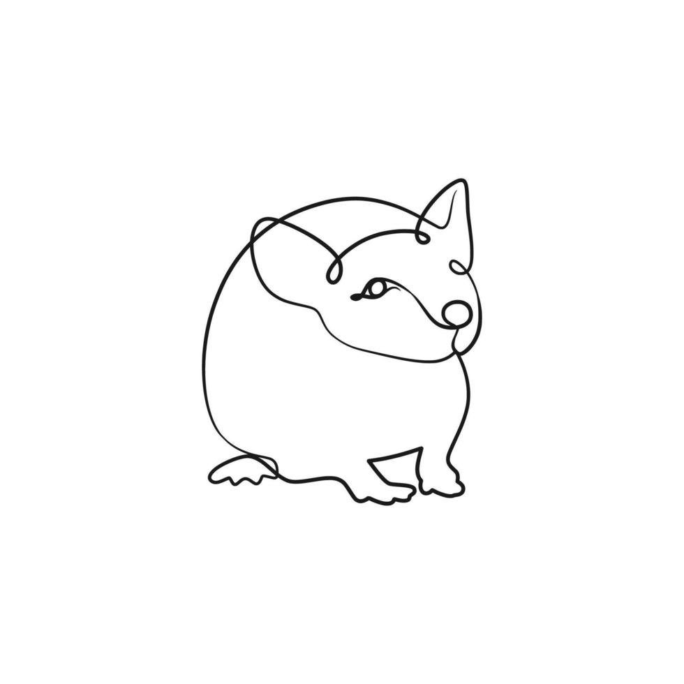 Rat mouse continuous one line drawing vector