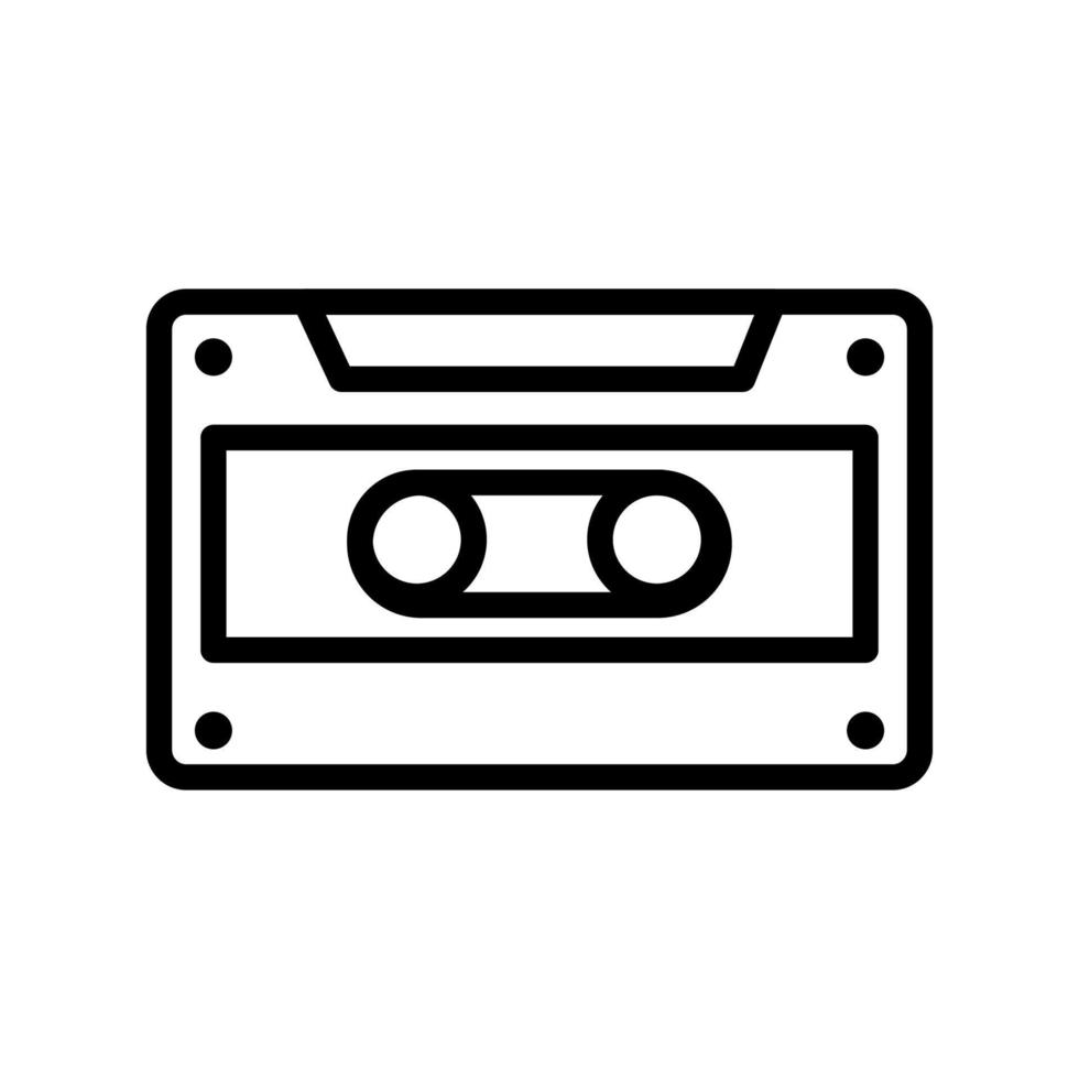 Cassette icon line isolated on white background. Black flat thin icon on modern outline style. Linear symbol and editable stroke. Simple and pixel perfect stroke vector illustration