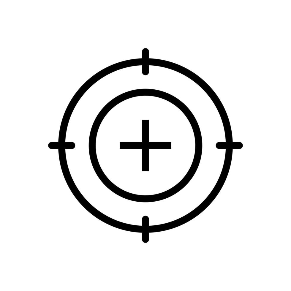 línea de icono de alcance de rifle aislada sobre fondo blanco. icono negro plano y delgado en el estilo de contorno moderno. símbolo lineal y trazo editable. ilustración de vector de trazo simple y perfecto de píxeles