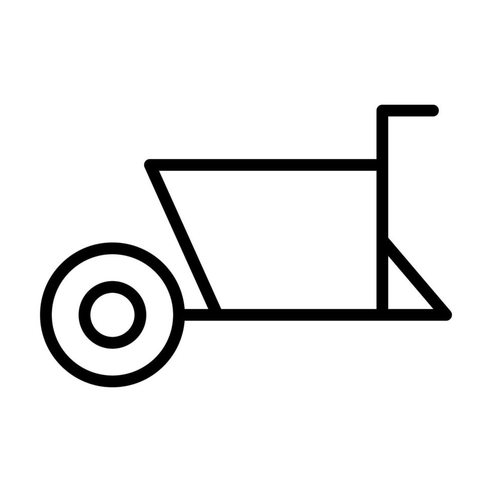 Garden wheelbarrow icon line isolated on white background. Black flat thin icon on modern outline style. Linear symbol and editable stroke. Simple and pixel perfect stroke vector illustration