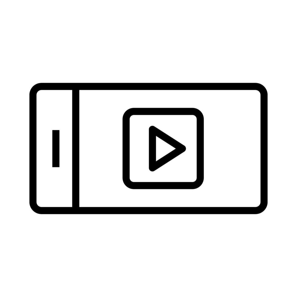 video en línea de icono de teléfono aislado sobre fondo blanco. icono negro plano y delgado en el estilo de contorno moderno. símbolo lineal y trazo editable. ilustración de vector de trazo simple y perfecto de píxeles