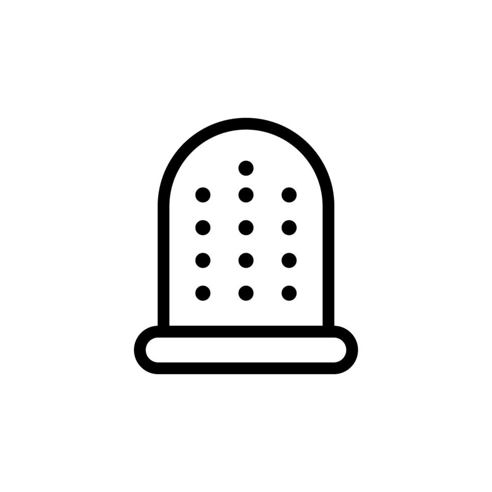 Thimble icon line isolated on white background. Black flat thin icon on modern outline style. Linear symbol and editable stroke. Simple and pixel perfect stroke vector illustration