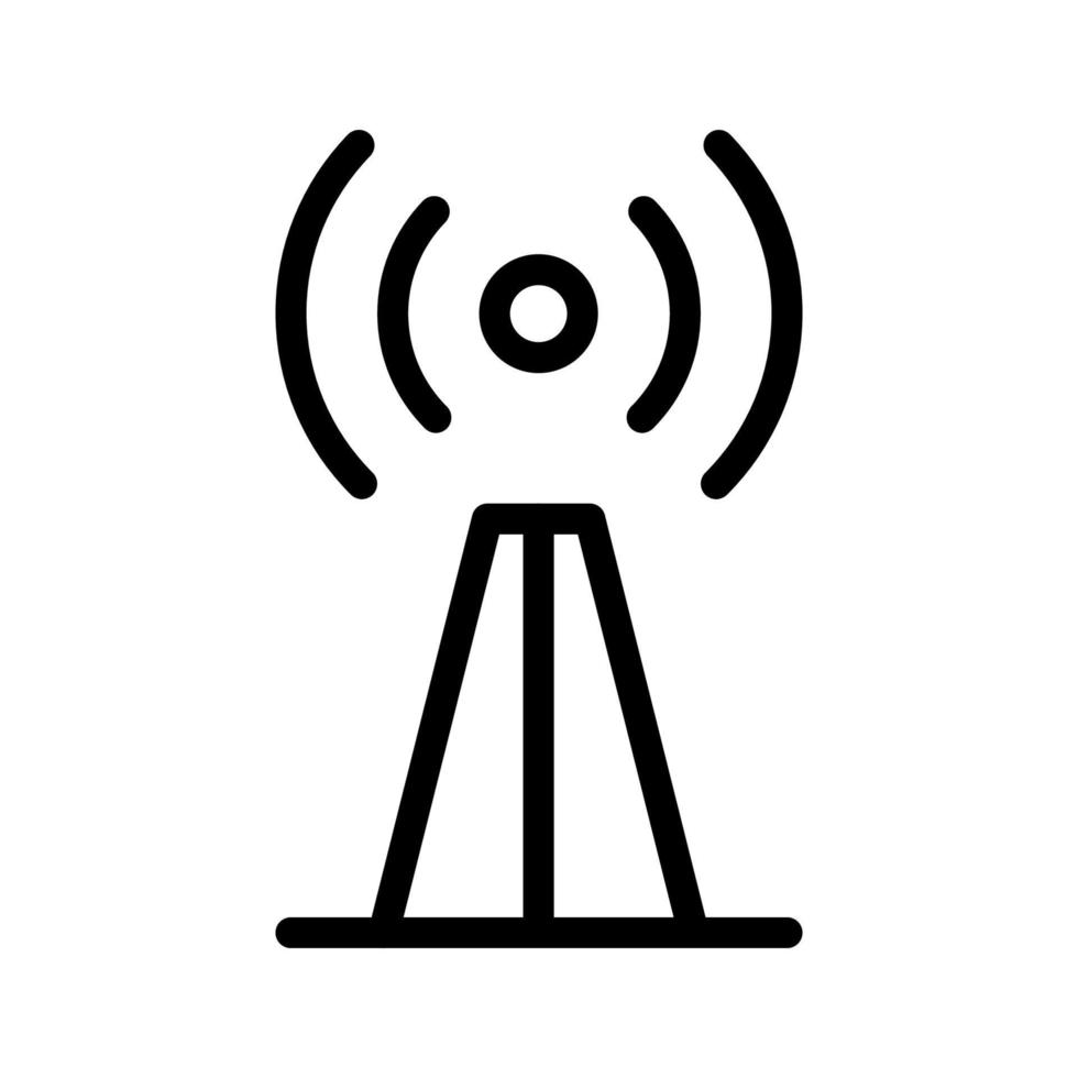 Antenna icon line isolated on white background. Black flat thin icon on modern outline style. Linear symbol and editable stroke. Simple and pixel perfect stroke vector illustration