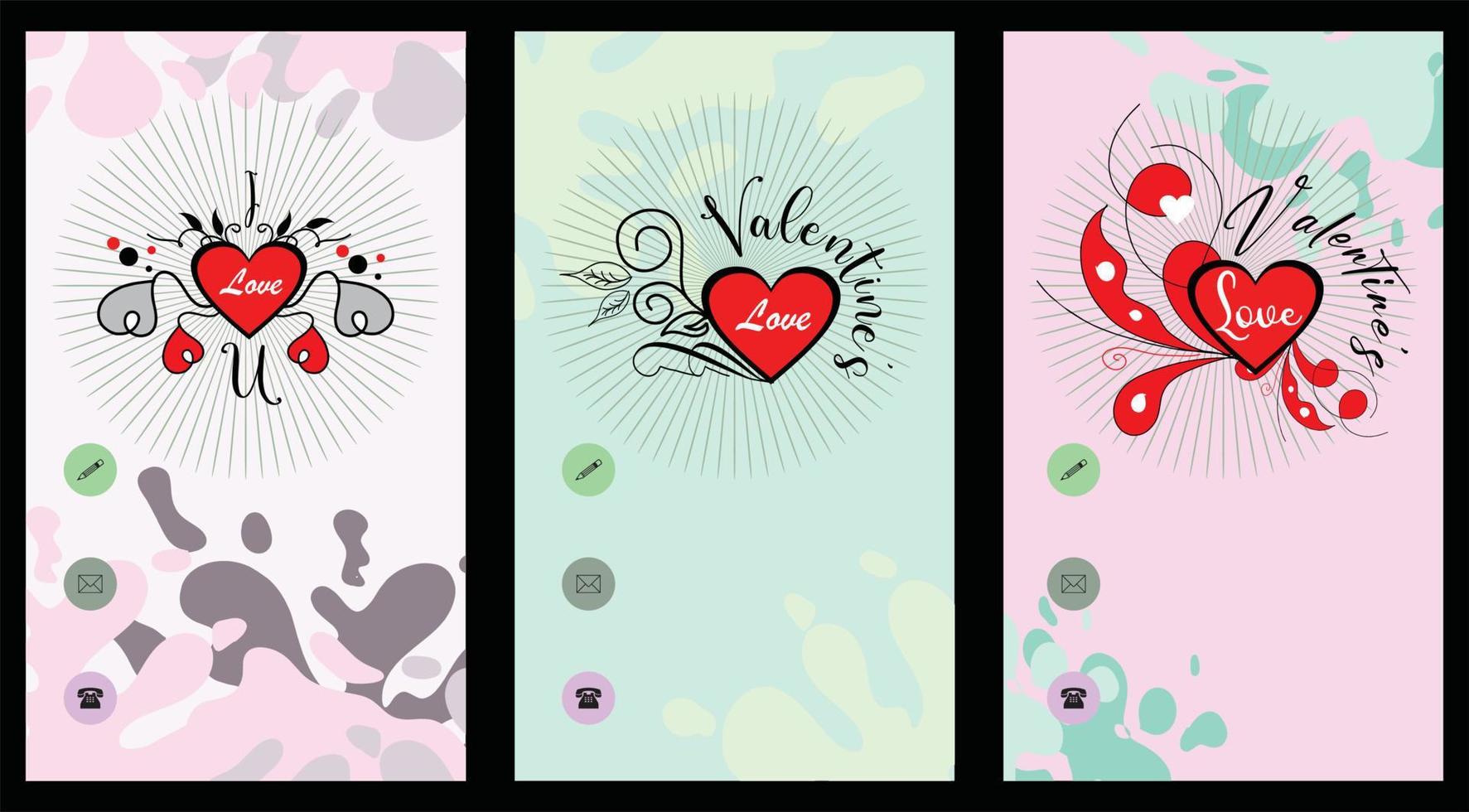 Card invitations. Valentines day. Love invitations. vector