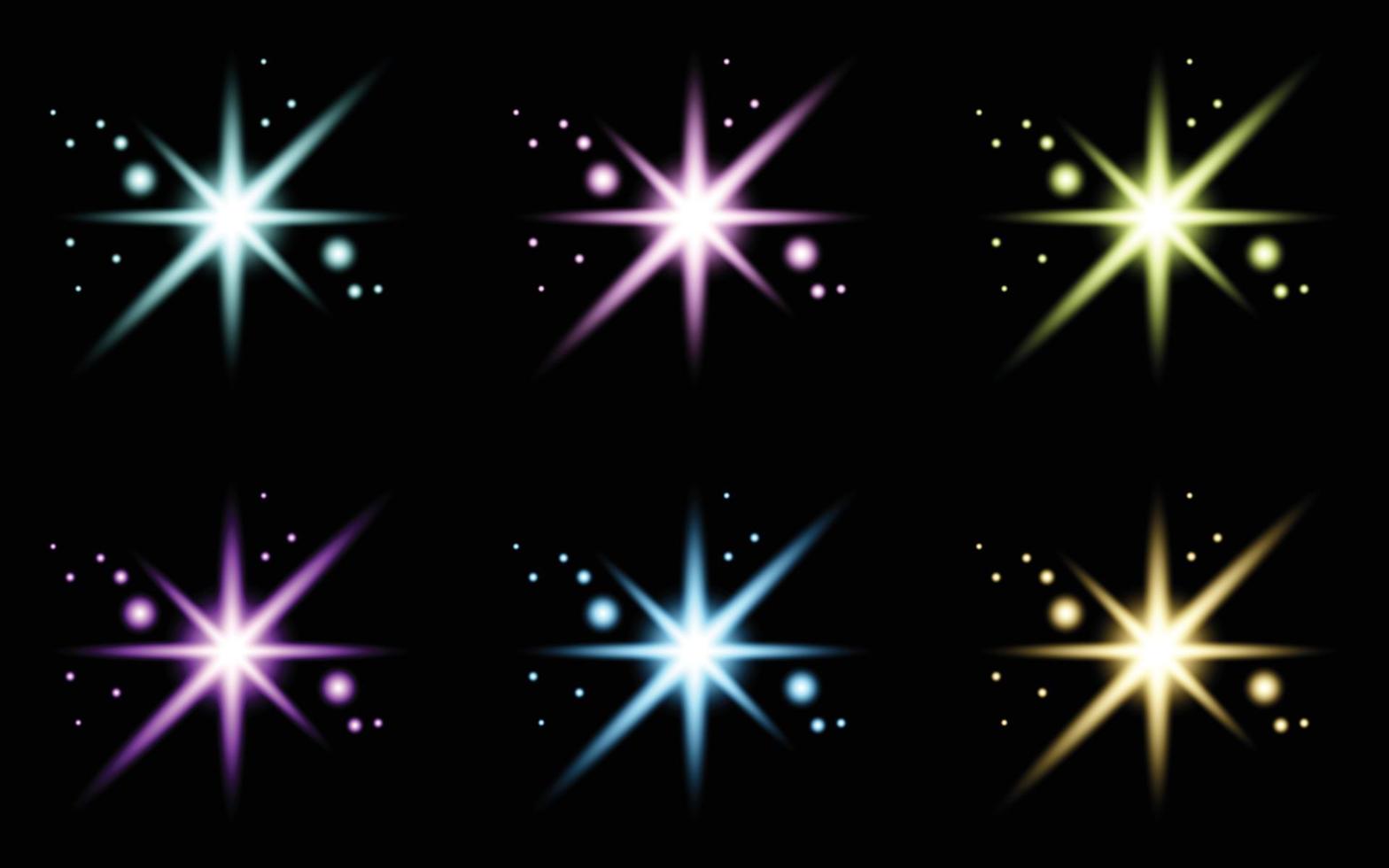 Glare star sparkling Glow Light Effect Set vector