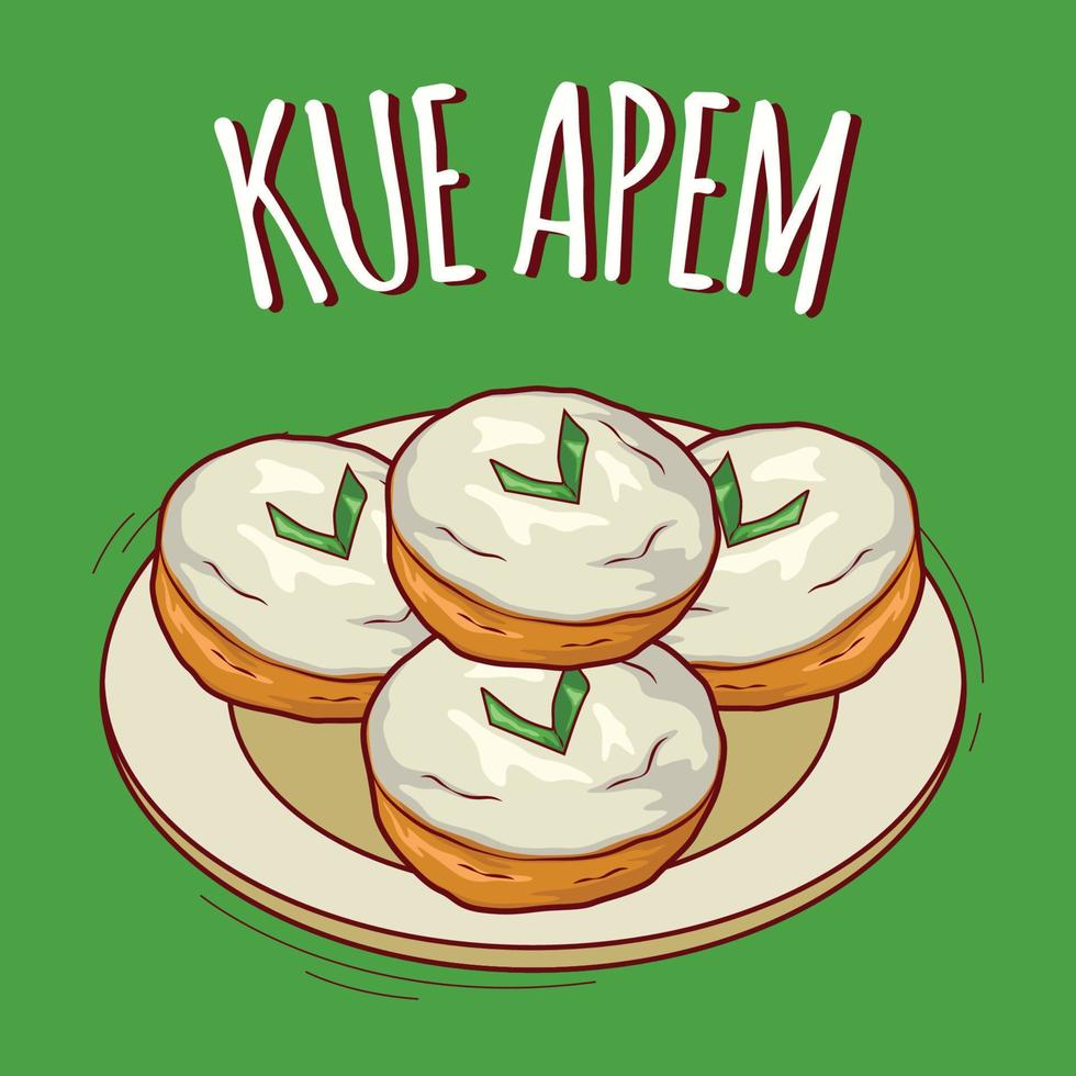 kue apem ilustración comida indonesia con estilo de dibujos animados vector