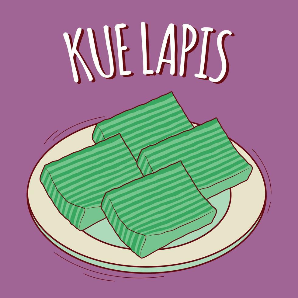 Kue lapis illustration Indonesian food with cartoon style vector