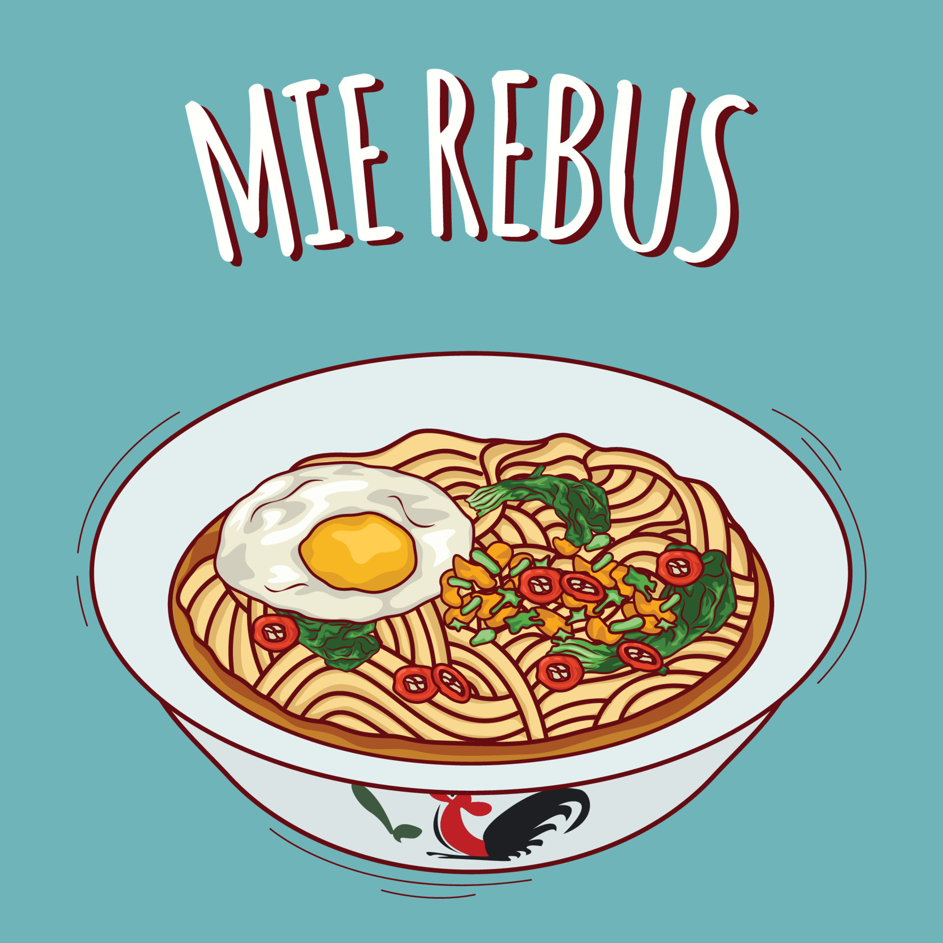 Mie rebus illustration Indonesian food with cartoon style 18816009 ...