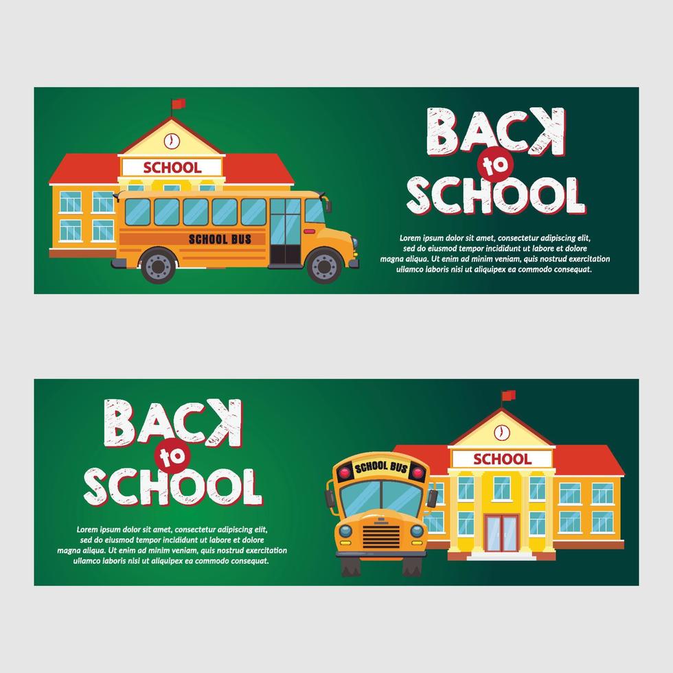 plantilla de ilustración de banner de autobús escolar vector