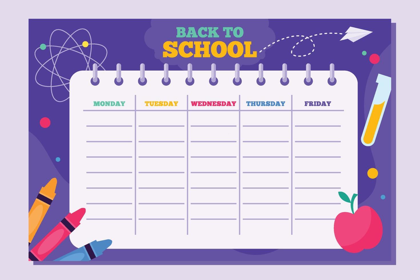 Back to School Time Table Template Vector