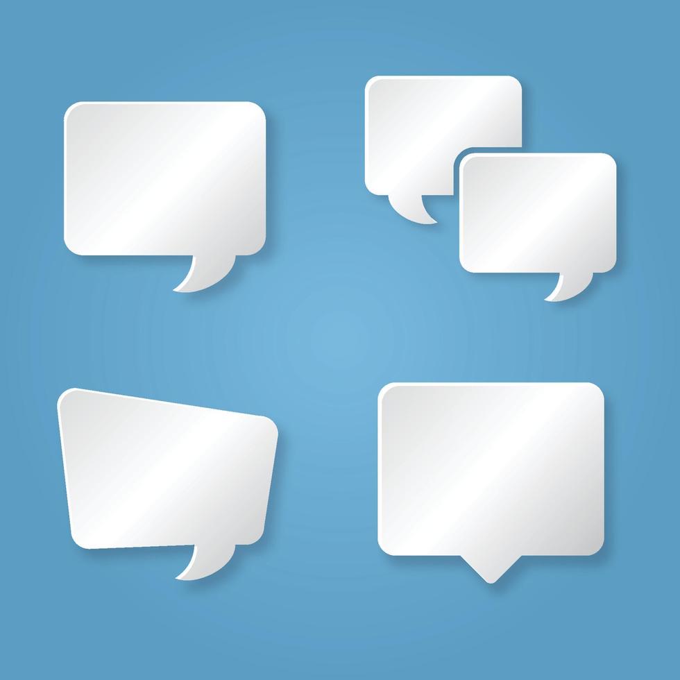 Communication square bubbles in paper style on the blue background vector