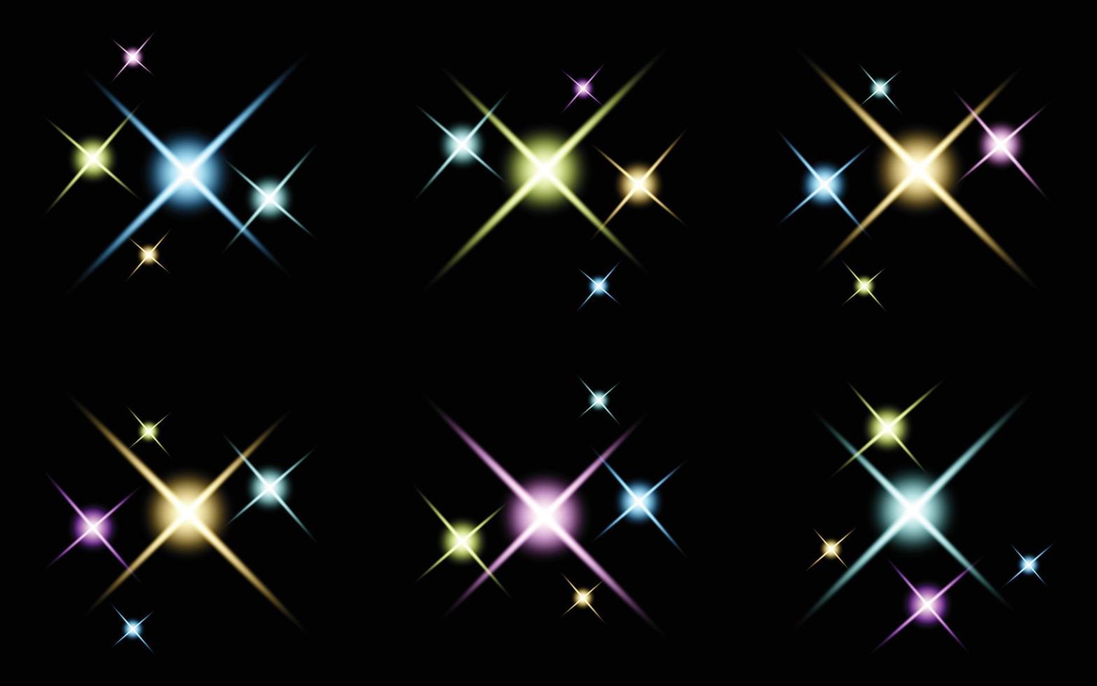 Glare star sparkling Glow Light Effect Set vector