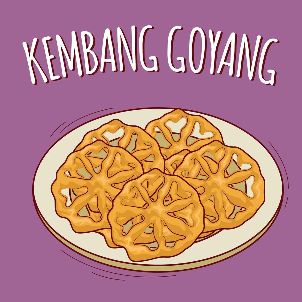 kembang goyang ilustración comida indonesia con estilo de dibujos animados vector