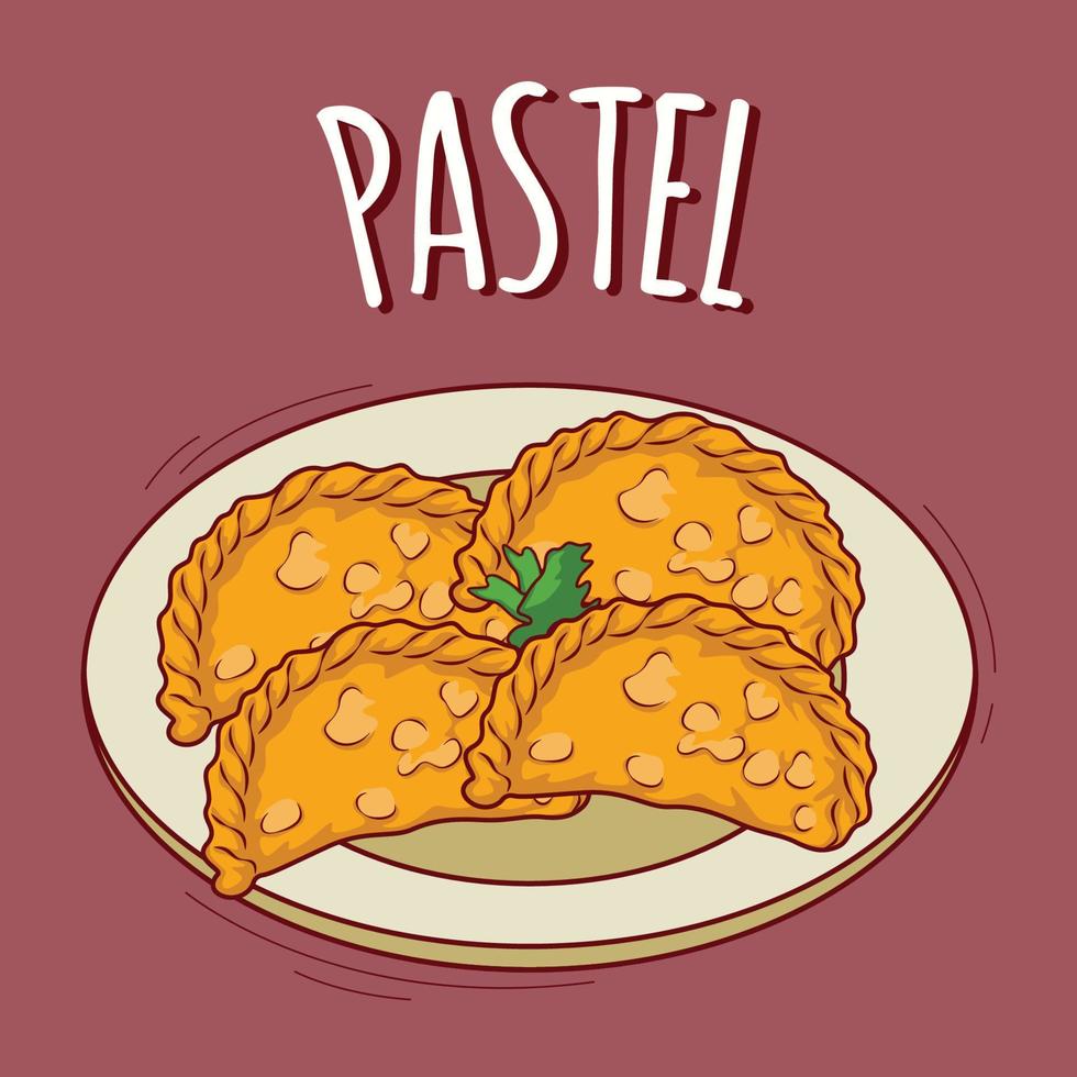 Pastel illustration Indonesian food with cartoon style vector