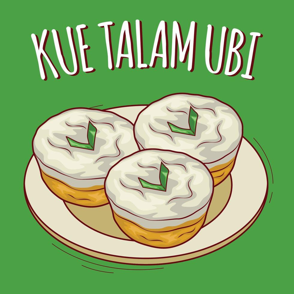 Kue talam ubi illustration Indonesian food with cartoon style vector